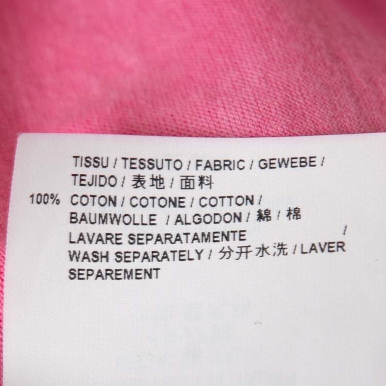 Pre Owned Saint Laurent Paris Pink Logo Print Cotton Crew Neck T-Shirt XS