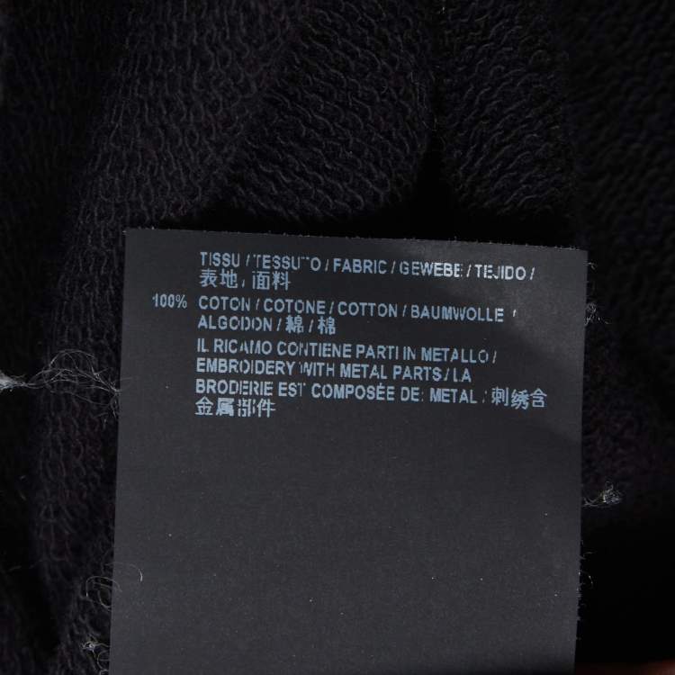 Pre Owned Saint Laurent Paris Black Cotton Studded Mask Hooded Sweatshirt XS