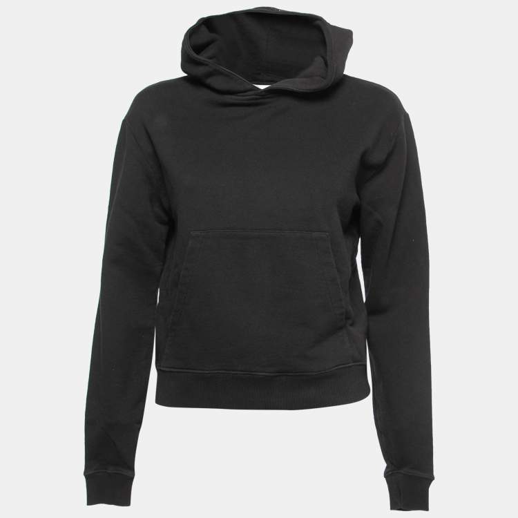 Pre Owned Saint Laurent Paris Black Cotton Studded Mask Hooded Sweatshirt XS