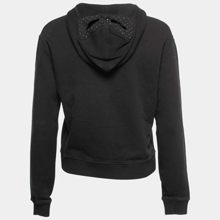 Pre Owned Saint Laurent Paris Black Cotton Studded Mask Hooded Sweatshirt XS