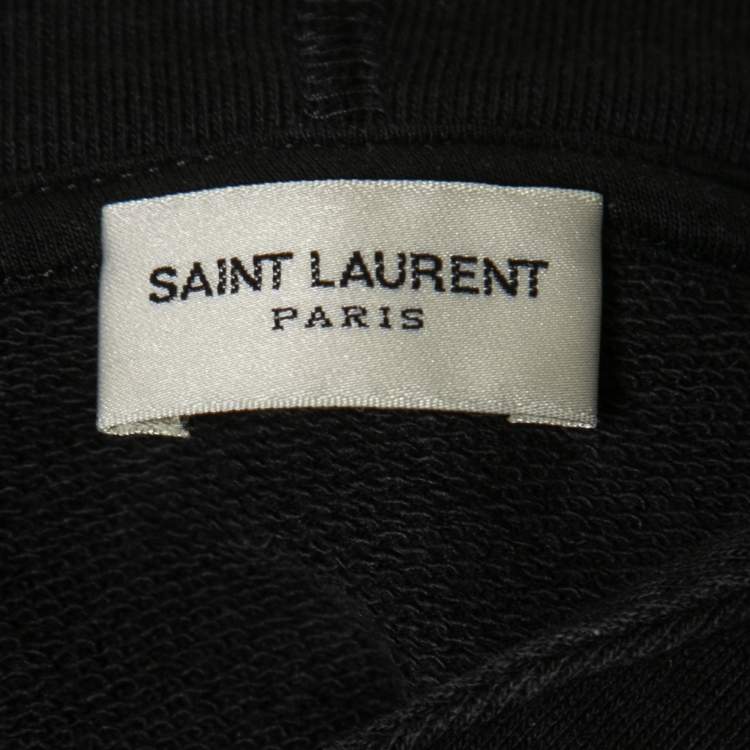 Pre Owned Saint Laurent Paris Black Cotton Studded Mask Hooded Sweatshirt XS