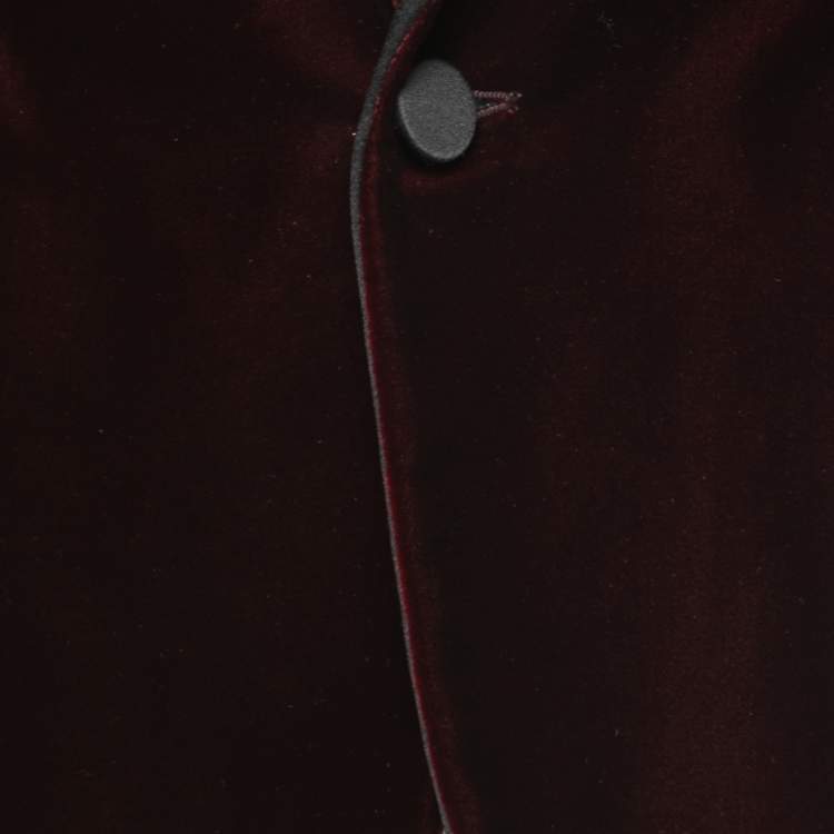 Pre Owned Saint Laurent Burgundy Velvet Single Breasted Blazer S