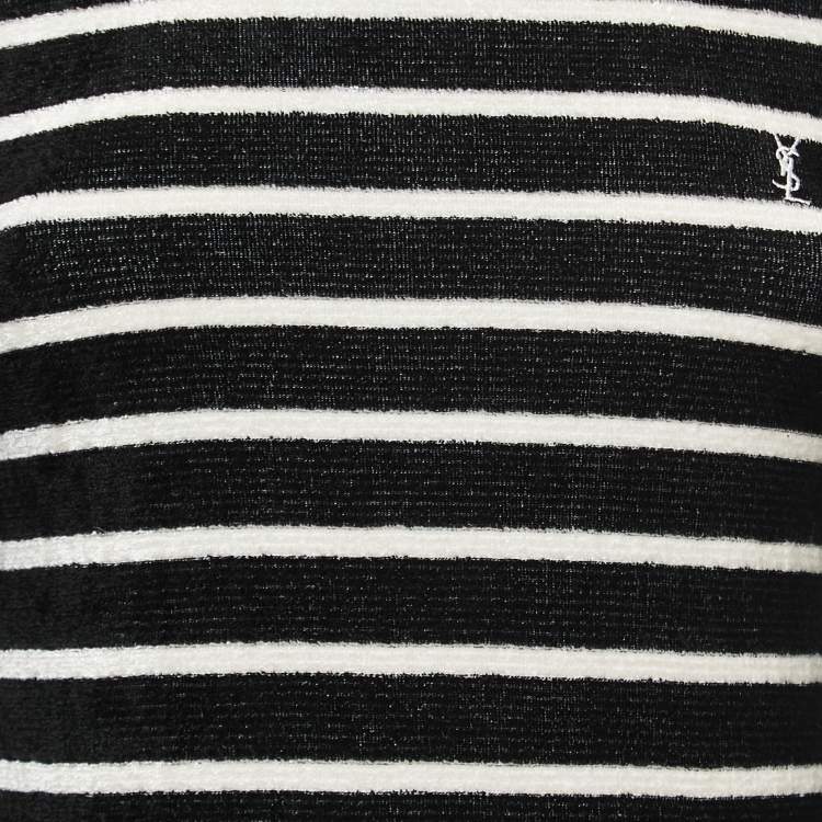 Pre Owned Saint Laurent Paris Black Striped Terry Pullover S