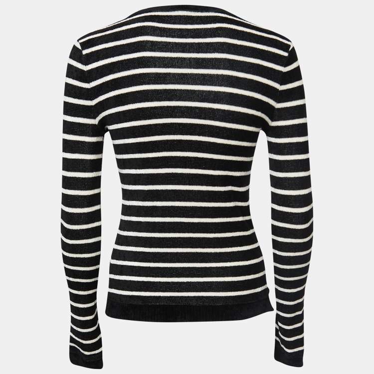 Pre Owned Saint Laurent Paris Black Striped Terry Pullover S