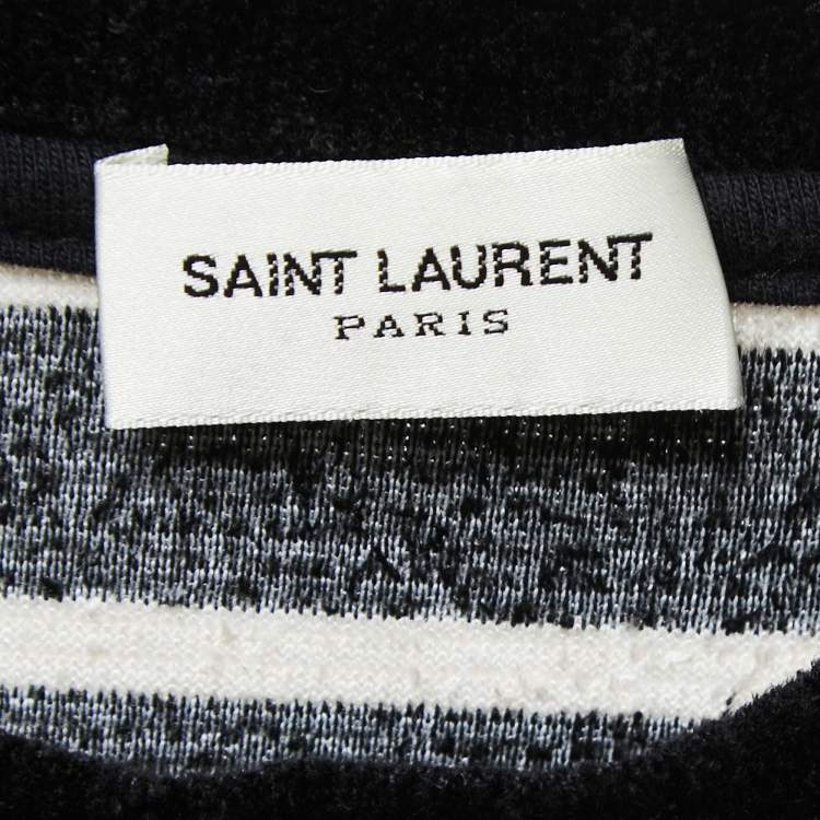 Pre Owned Saint Laurent Paris Black Striped Terry Pullover S