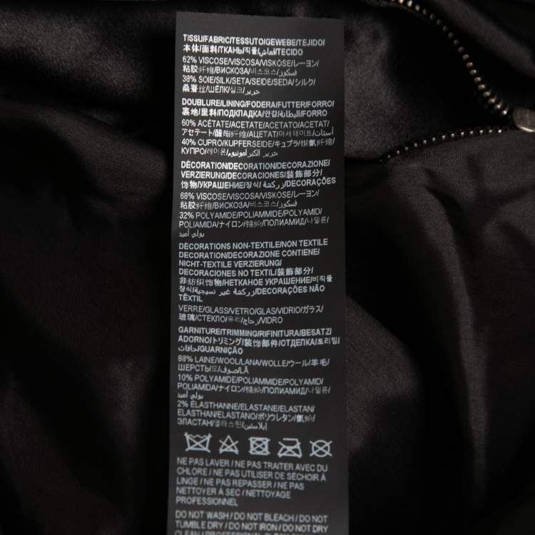 Pre Owned Saint Laurent Paris Black Satin Teddy 80s Bomber Jacket L 