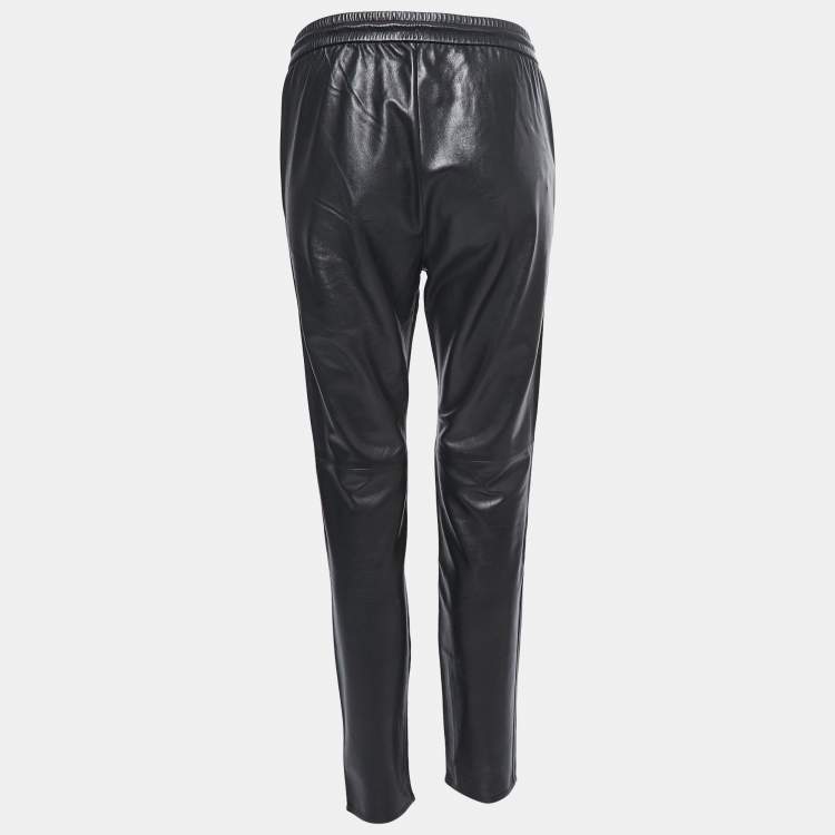 Saint Laurent Black Leather Loose Fit Trousers S Saint Laurent