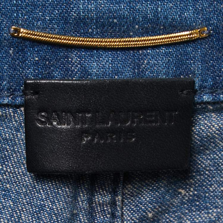 Pre Owned Saint Laurent Paris Blue Washed Denim High Waist Jeans M Waist 28"