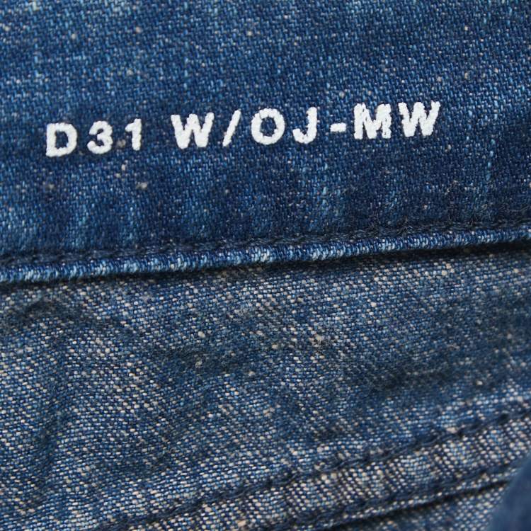 Pre Owned Saint Laurent Paris Blue Washed Denim High Waist Jeans M Waist 28"