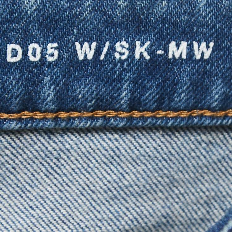 Pre Owned Saint Laurent Paris Blue Washed Distressed Denim Skinny Jeans M Waist 28" 