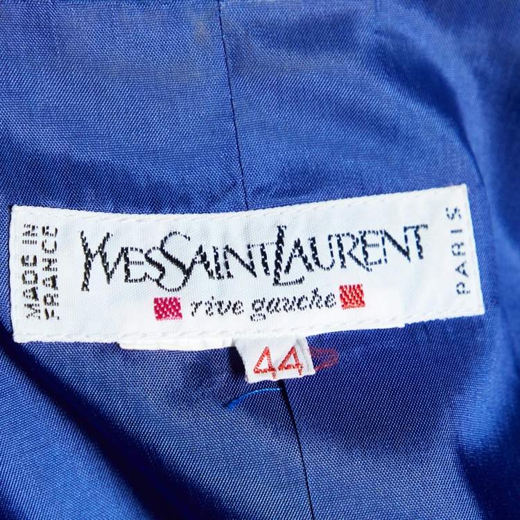 Pre Owned Yves Saint Laurent Rive Gauche Blue Wool Double Breasted Jacket L