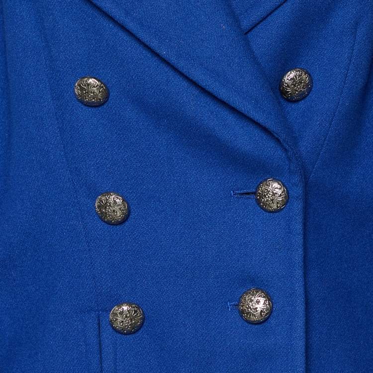 Pre Owned Yves Saint Laurent Rive Gauche Blue Wool Double Breasted Jacket L