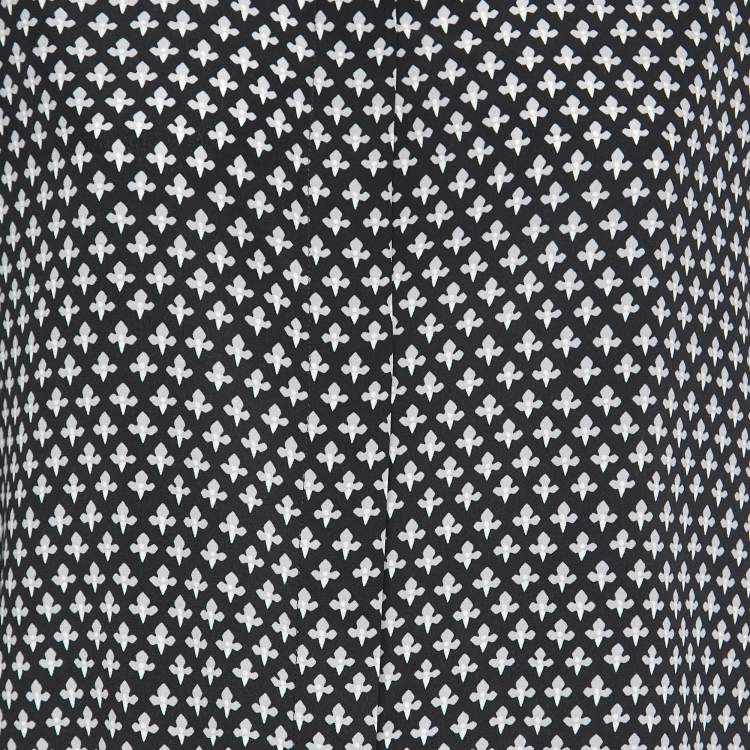 Pre Owned Saint Laurent Paris Black Printed Silk Blouse L