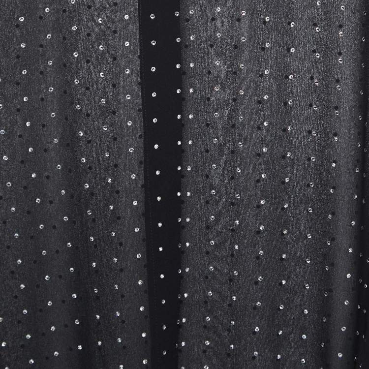 مملوكة مسبقًا Saint Laurent Black Crystal Embellished Silk Blouse M