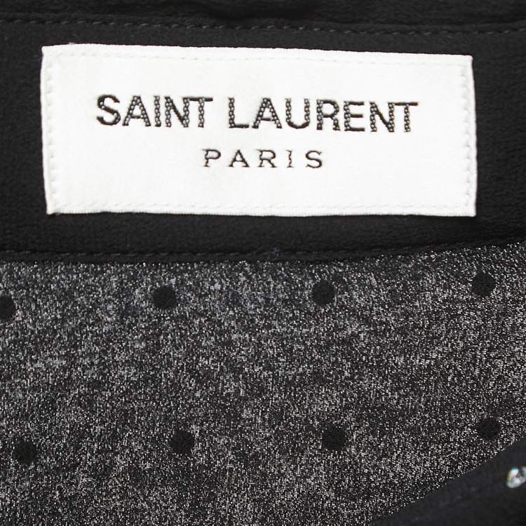 مملوكة مسبقًا Saint Laurent Black Crystal Embellished Silk Blouse M