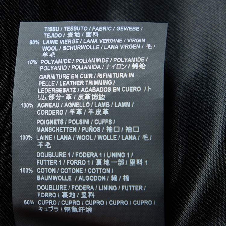 Pre Owned Saint Laurent Black Wool Contrast Leather Detail Teddy Jacket M