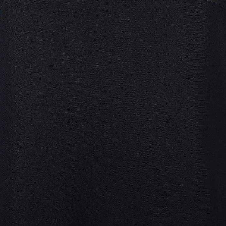 Pre Owned Yves Saint Laurent Rive Gauche Black Chiffon & Crepe High Neck Top M