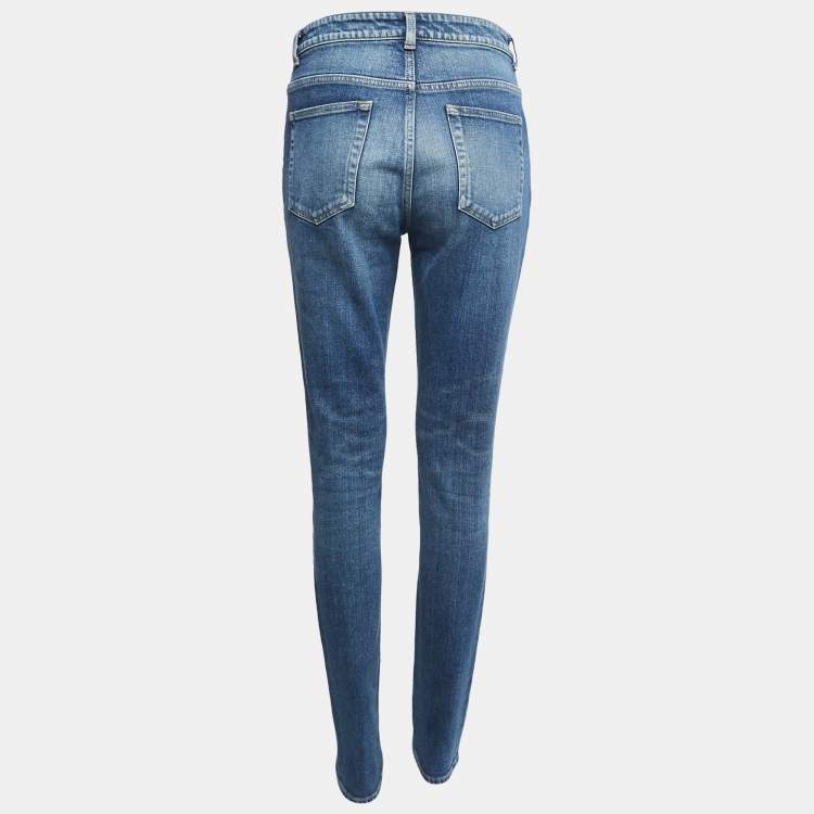 Pre Owned Saint Laurent Blue Faded Denim Skinny Jeans M Waist 30"