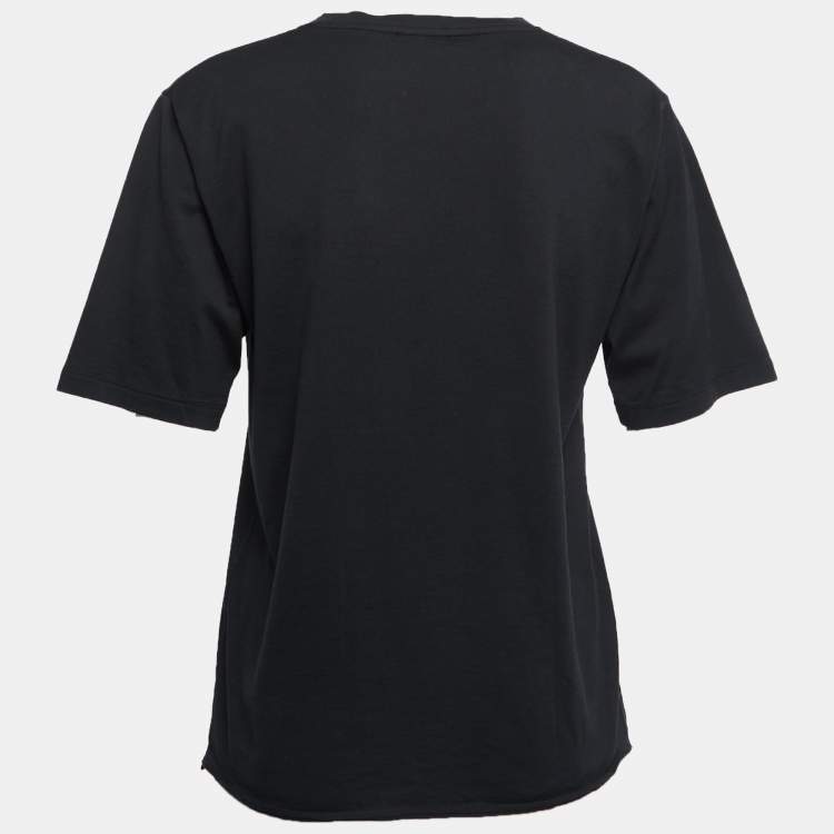 Saint Laurent Paris Black Cotton Logo Print T-Shirt S Saint ...