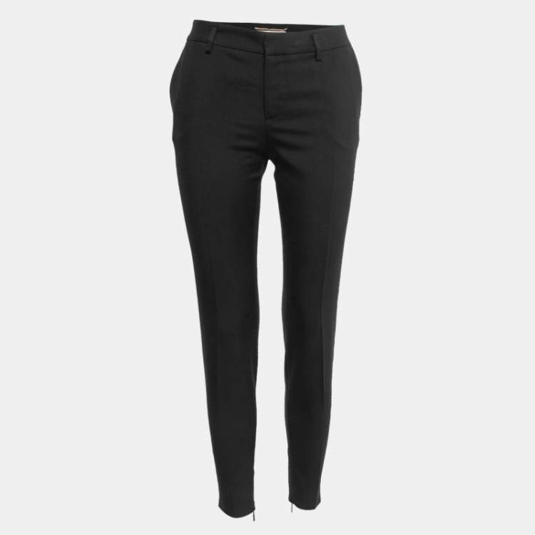 Pre Owned Saint Laurent Paris Black Wool Slim Leg Trousers S