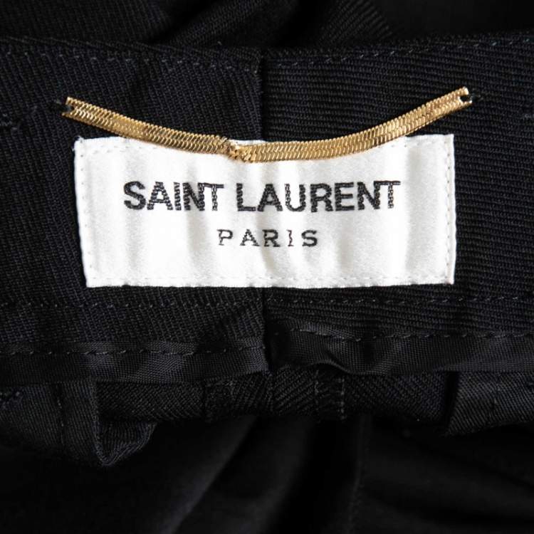 Pre Owned Saint Laurent Paris Black Wool Slim Leg Trousers S