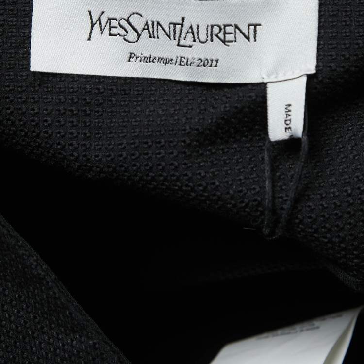 Pre Owned Saint Laurent Black Cotton Pique Totem Top M