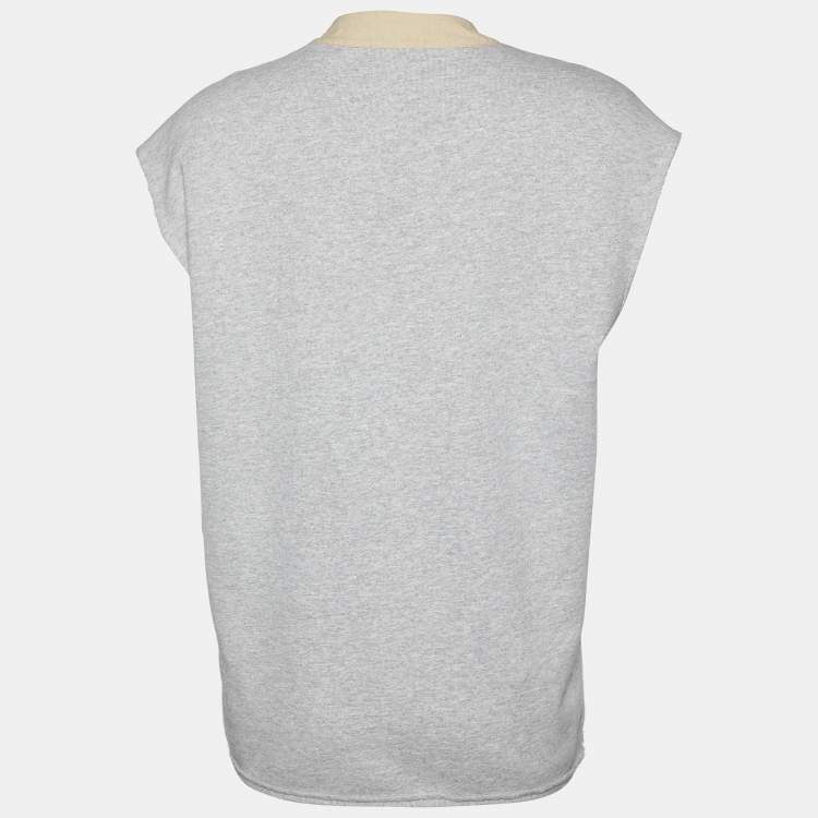 Pre Owned Saint Laurent Grey Cotton Knit Sleeveless T-Shirt S