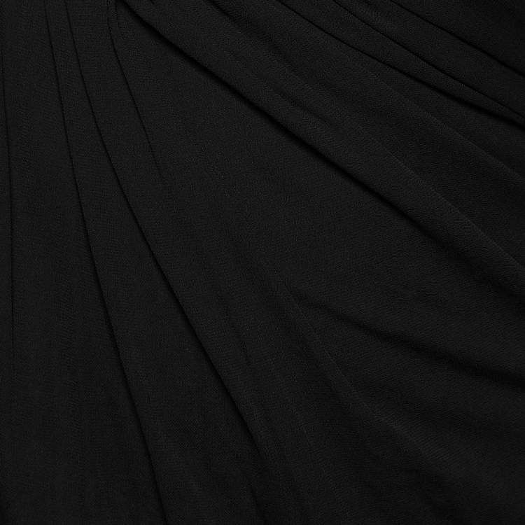 Pre Owned Saint Laurent Black Crepe & Jersey Draped Gown S