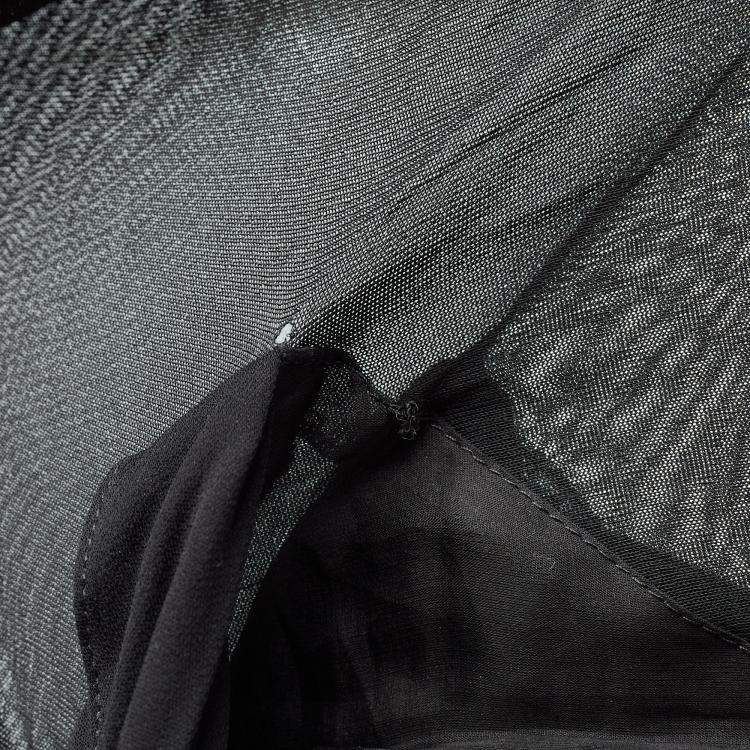 Pre Owned Saint Laurent Black Crepe & Jersey Draped Gown S