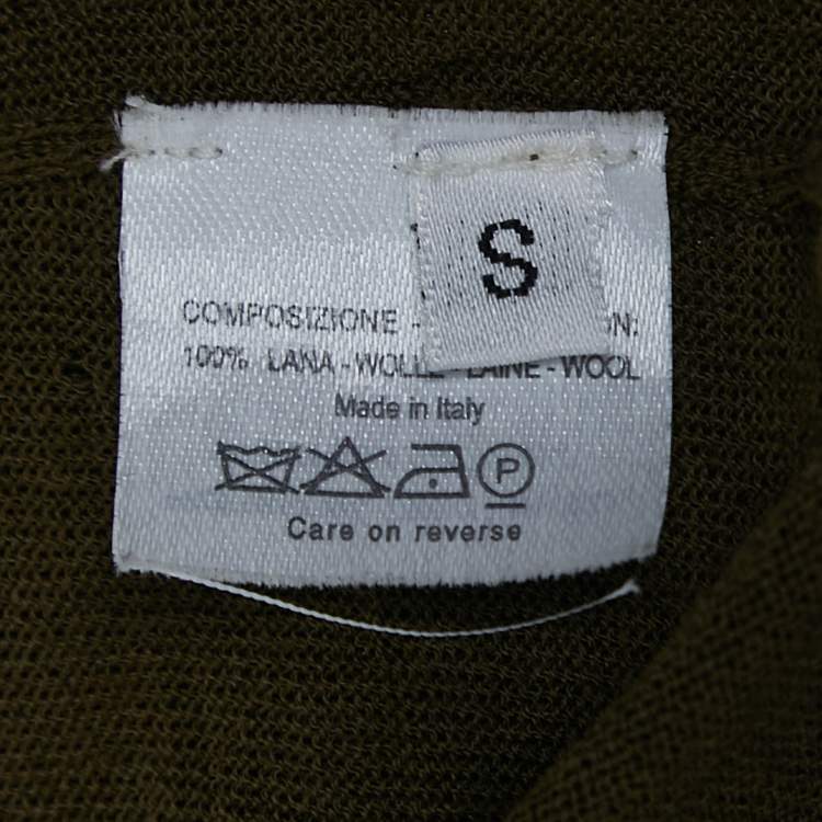 Pre Owned Saint Laurent Green Wool Knit Tiered Knee Length Skirt S