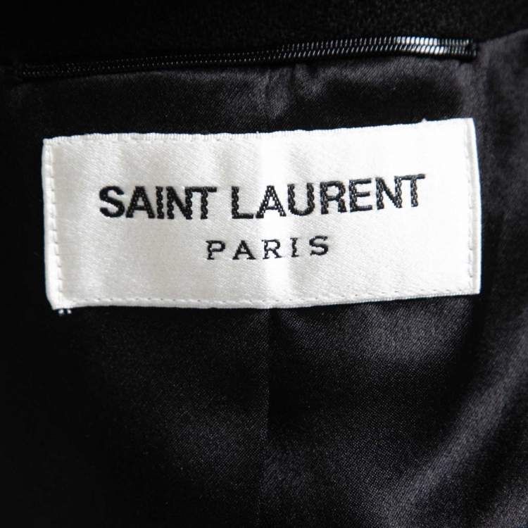 Pre Owned Saint Laurent Black Wool Pointed Shoulder Open Blazer M
