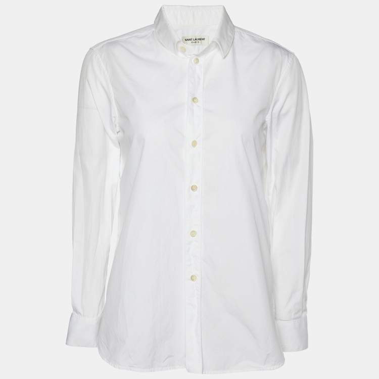 Saint Laurent Paris White Cotton Button Front Shirt M Saint