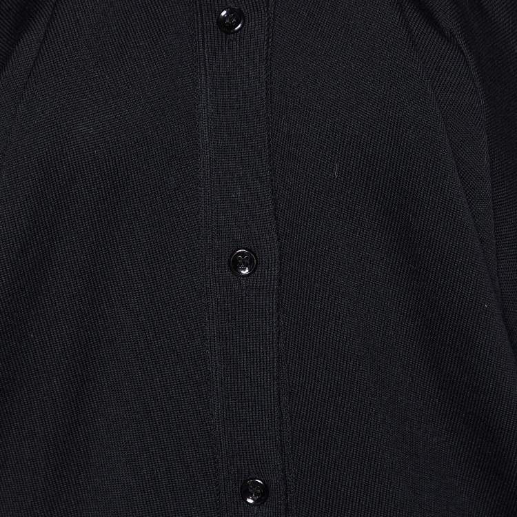 مملوكة مسبقًا Yves Saint Laurent Black Virgin Wool Button Front Cardigan M