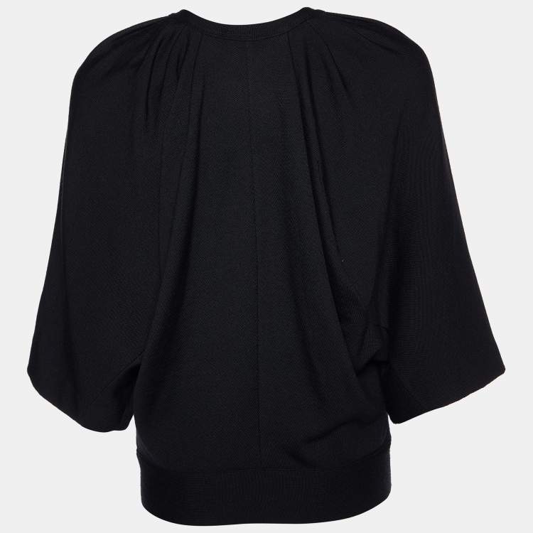 مملوكة مسبقًا Yves Saint Laurent Black Virgin Wool Button Front Cardigan M