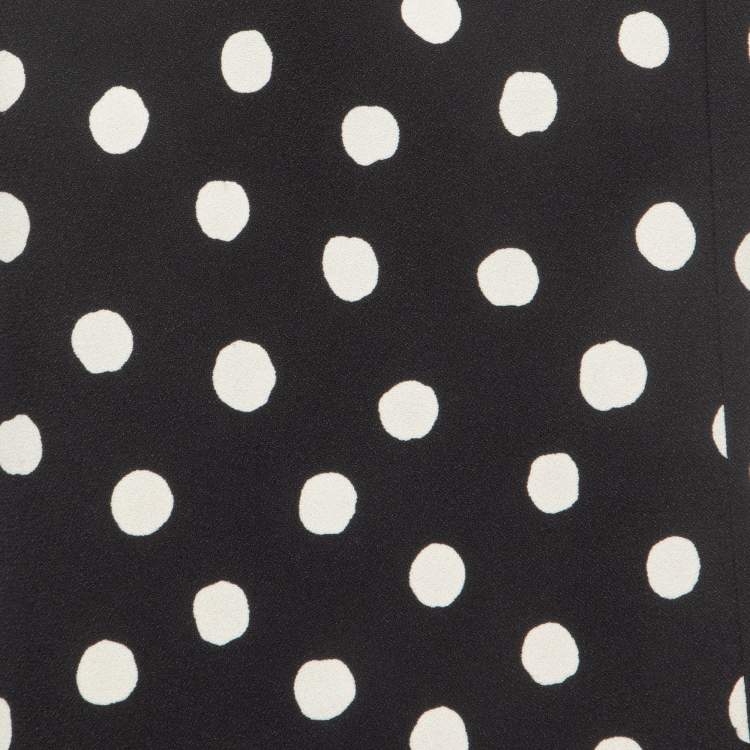 Pre Owned Saint Laurent Black Polka Dot Crepe Mini Dress M