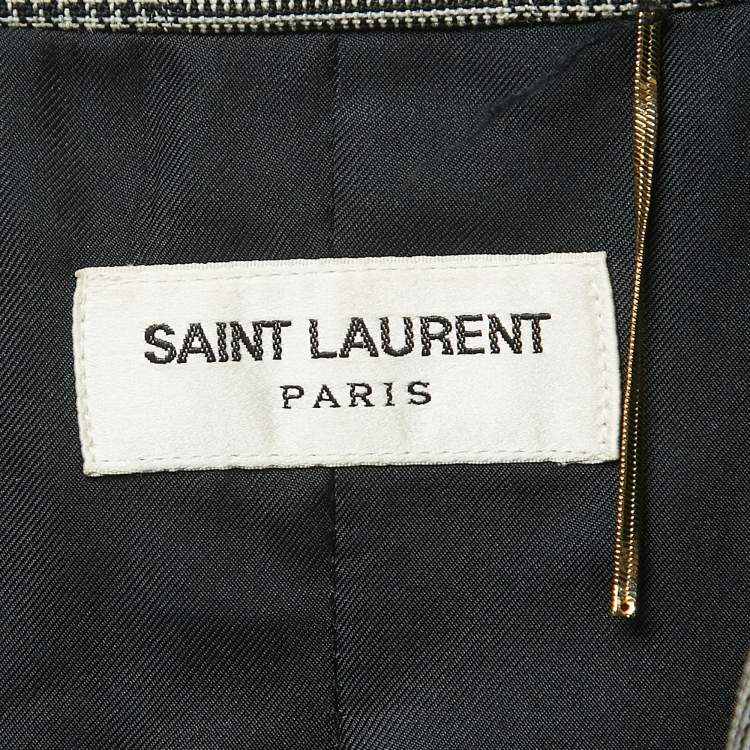 Pre Owned Saint Laurent Paris Black Checked Wool Single Breasted Blazer S
