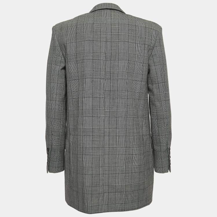 Pre Owned Saint Laurent Paris Black Checked Wool Single Breasted Blazer S