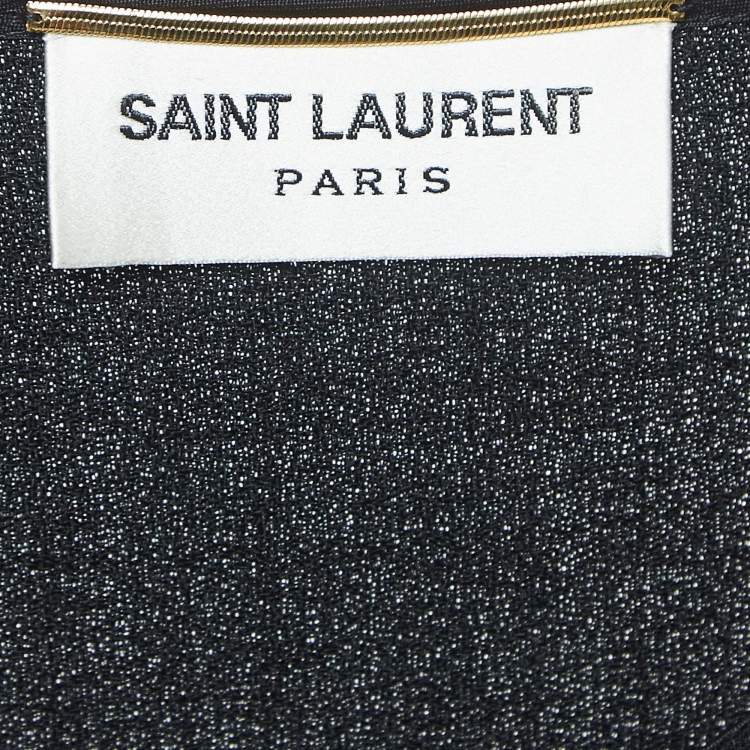 Pre Owned Saint Laurent Black Wool Pleated Mini Dress M
