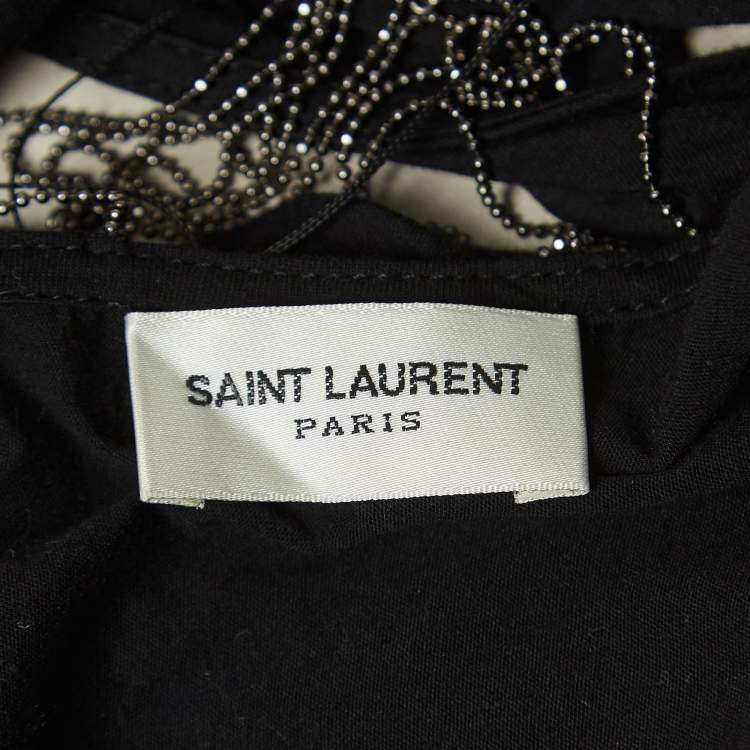 مملوكة مسبقًا Saint Laurent Black Cotton Cowl Neck Back Chain Detailed Top S