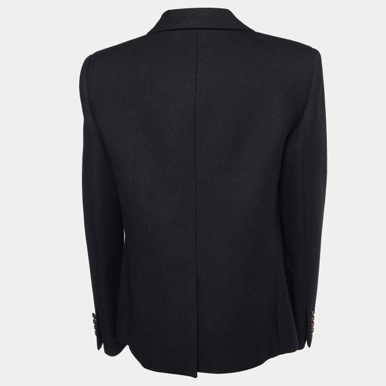 Pre Owned Saint Laurent Paris Black Wool Anchor Detail Single Breasted Blazer L