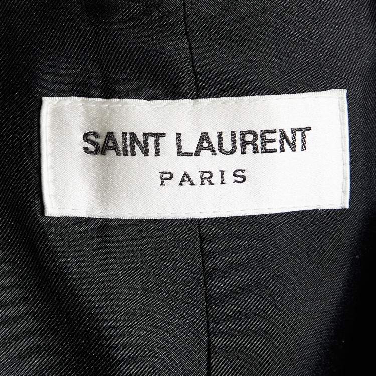 Pre Owned Saint Laurent Paris Black Wool Anchor Detail Single Breasted Blazer L