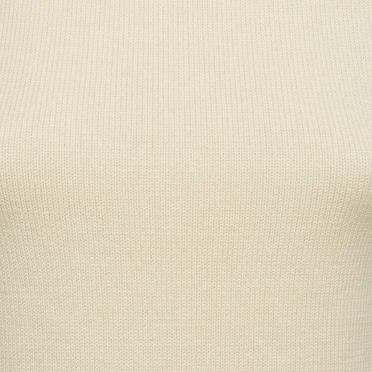Pre Owned  Saint Laurent Paris Vintage Cream Wool Knit Sleeveless Sweater S