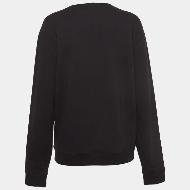 Pre Owned Saint Laurent Paris Black Cotton Embellished Logo Sweatshirt L