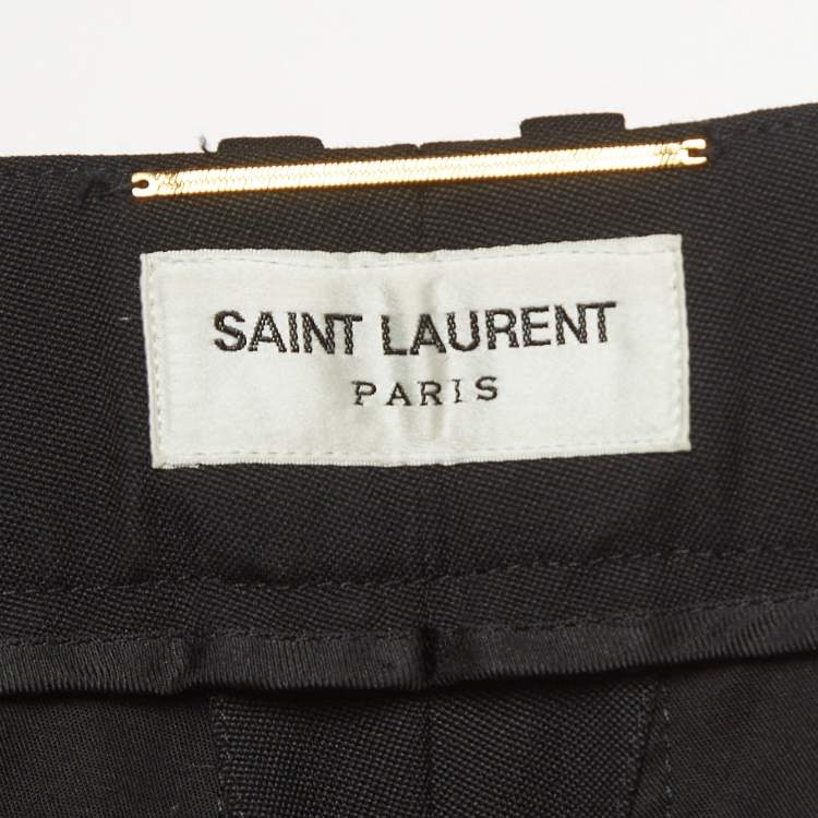 Pre Owned Saint Laurent Black Wool Pleated Trousers S