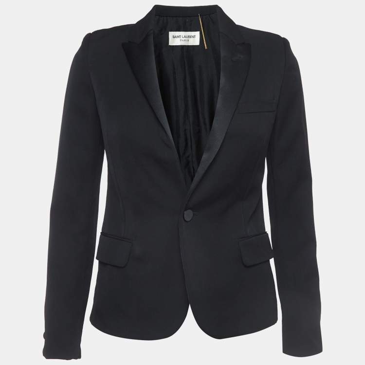 Pre Owned Saint Laurent Black Wool Single Breasted Blazer S