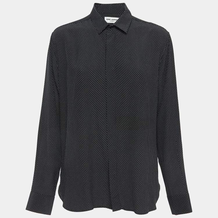 Saint Laurent Paris Black/White Polka Dots Silk Button Down Shirt M Saint  Laurent Paris | The Luxury Closet