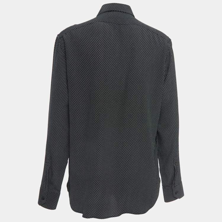 Saint Laurent Paris Black/White Polka Dots Silk Button Down Shirt M Saint  Laurent Paris | TLC