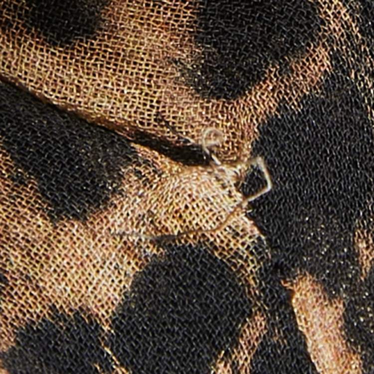 Pre Owned Saint Laurent Brown Leopard Print Chiffon Midi Dress S