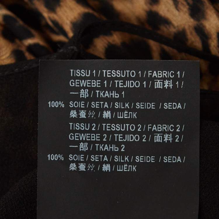 Pre Owned Saint Laurent Brown Leopard Print Chiffon Midi Dress S