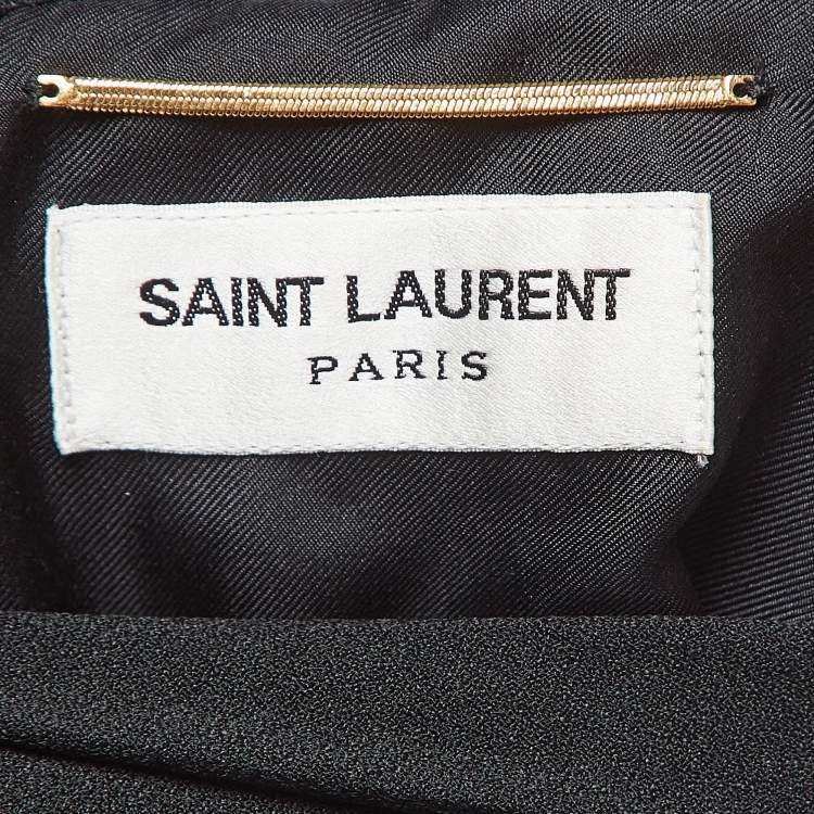 Pre Owned Saint Laurent Black Crepe Asymmetrical Mini Dress M